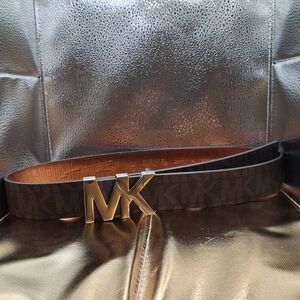 Michael Kors Silver Monogram Size SMALL Brown Belt